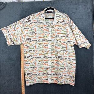 Tool Jeans New York Graffiti White and Orange Casual Button Down Shirt Men’s XXL
